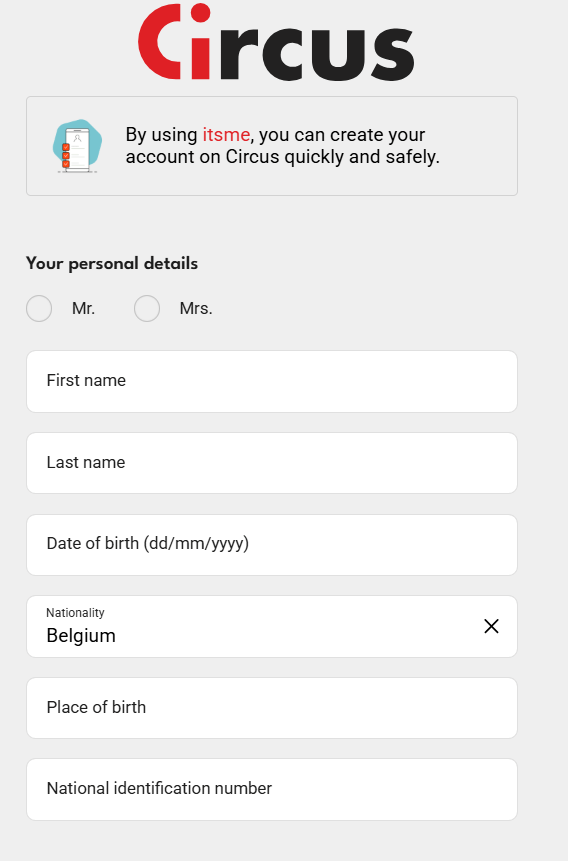 Circus Casino registration