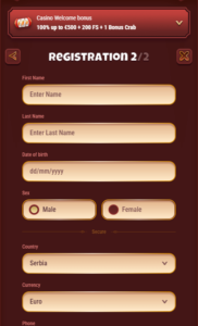 Magius Casino registration